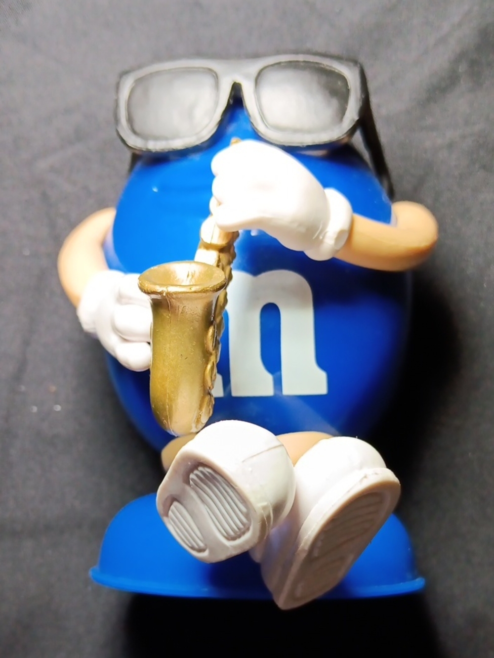 M&M'S Blue Figure with Gold Saxophone and Sunglasses